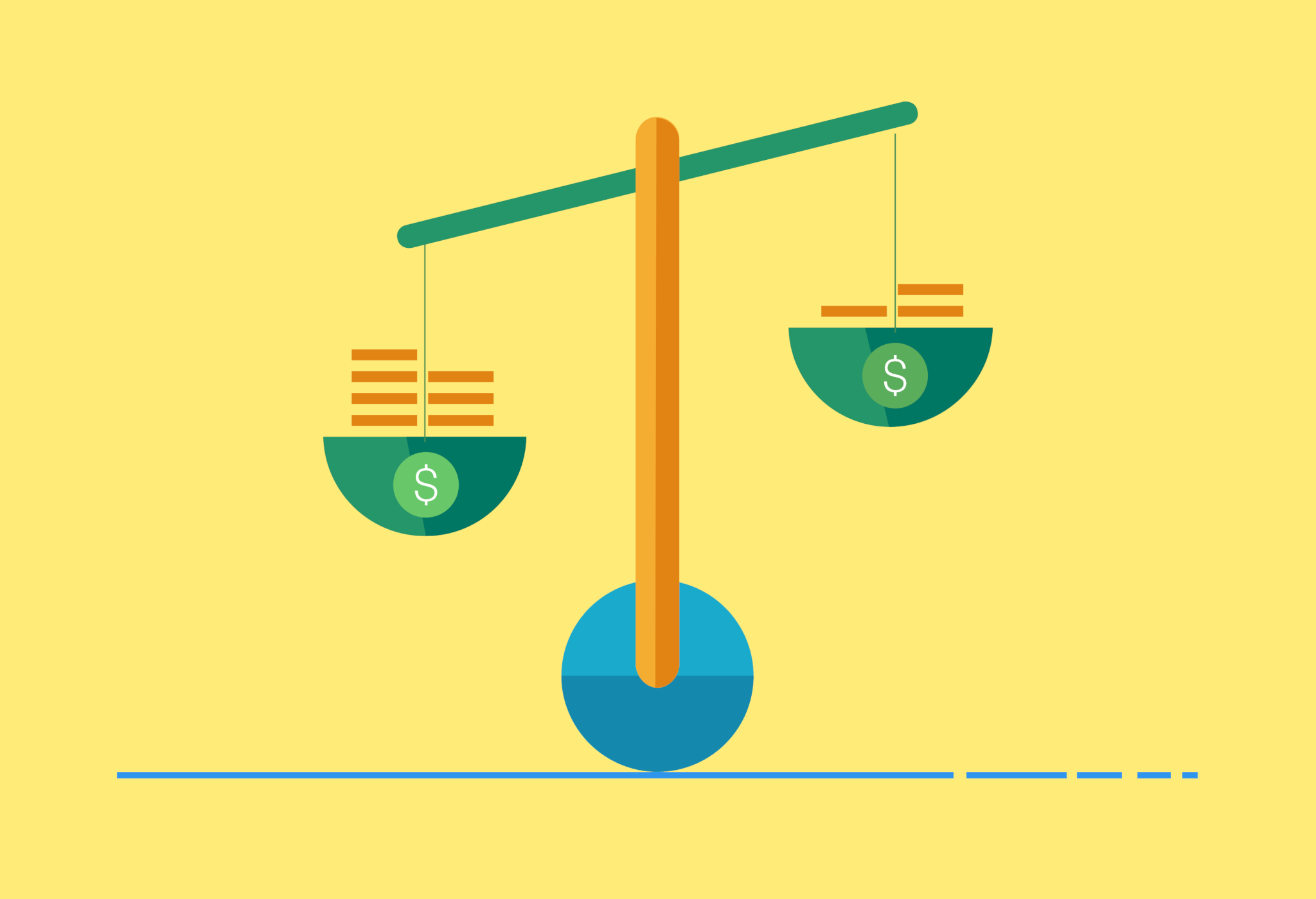  A graphic of a balance scale with money on both sides representing the search query 'Pricing strategy for photography'.