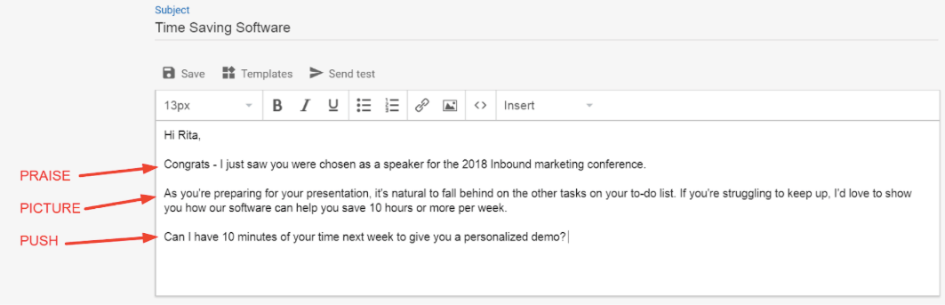 sales email template